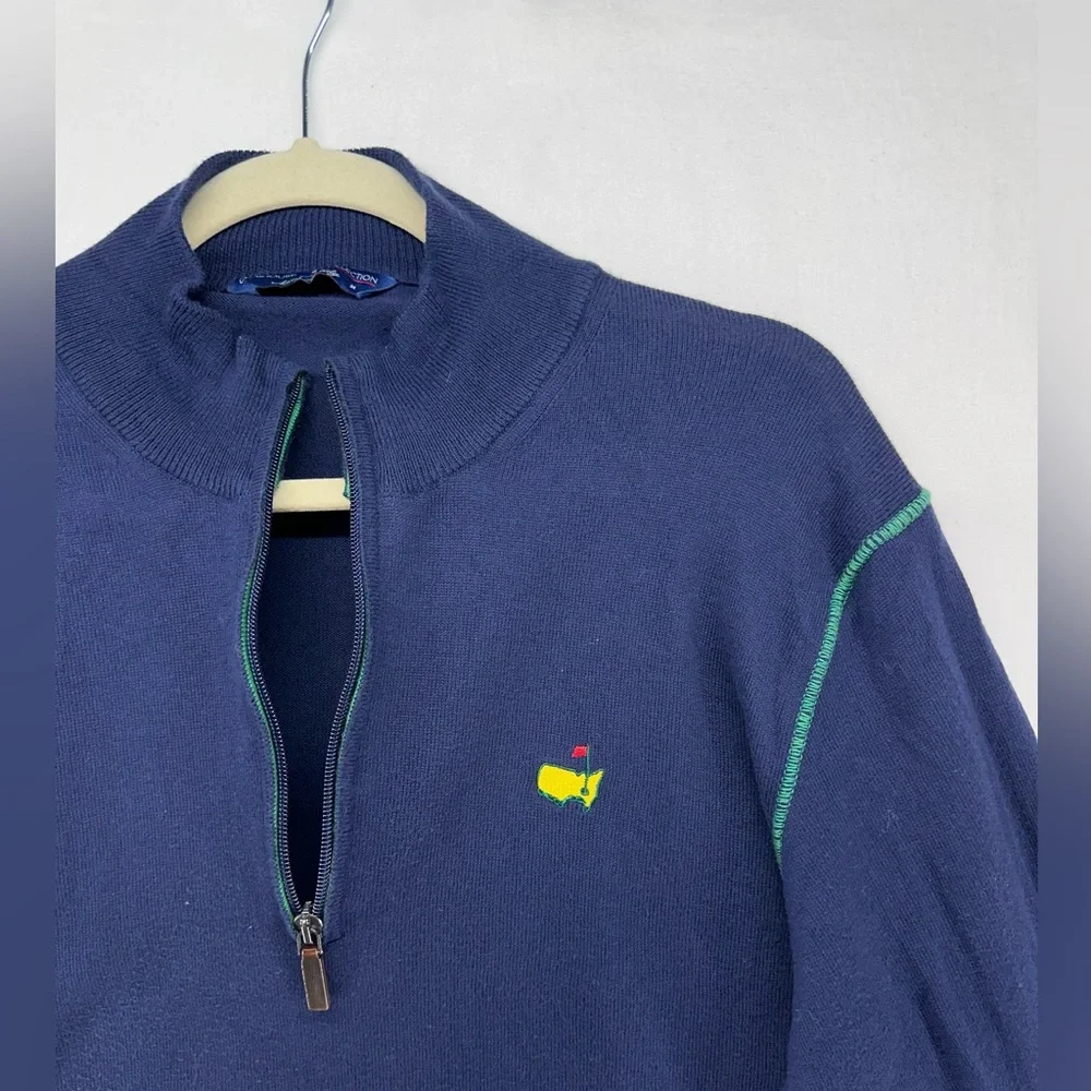 Clubhouse Collection‎ Masters 1/4 Zip Sweater Cashmere Blend Navy Mens Size M